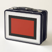 Einfach stylischer Monogram Farbblock Rot Schwarz Metall Brotdose (Rückseite)