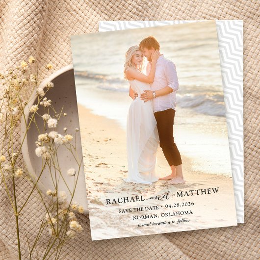 Einfach stylisches Gray Wedding Save the Date Foto