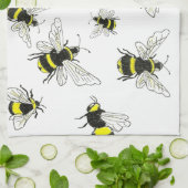Einfach süß: Klassisches Weiß & Hummel Geschirrtuch (Gefaltet)