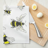 Einfach süß: Klassisches Weiß & Hummel Geschirrtuch (Viertel Falte)