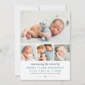 Einfach Sweet Blue Baby Boy Foto Collage Birth Ankündigung (Vorderseite)