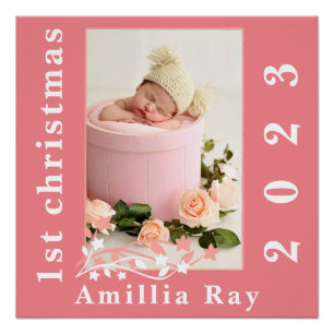 Einfach Sweet Pink Baby Girl Foto 1. Weihnachten Poster