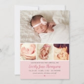 Einfach Sweet Pink Baby Girl Foto Collage Birth Ankündigung (Vorderseite)
