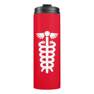Einfach Symbole / Symbole - Stab von Asclepius + I Thermosbecher