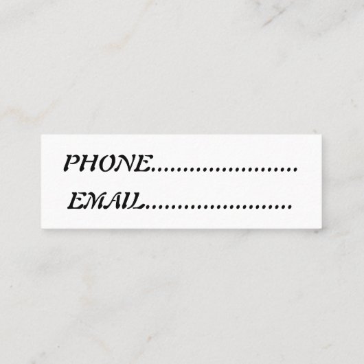 einfach telefonnummerkarte (Rückseite)