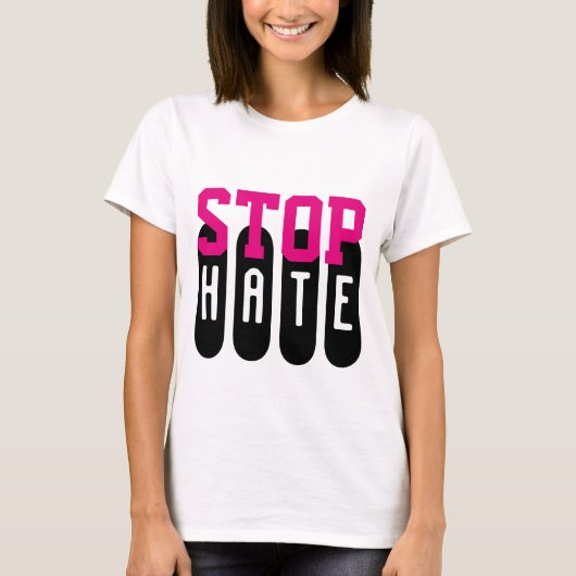 Einfach Textdesign "STOP HATE" T-Shirt (Vorderseite)