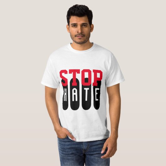 Einfach Textdesign "STOP HATE" T-Shirt (Vorne ganz)