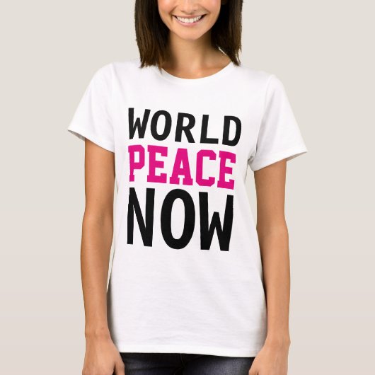 Einfach Textdesign "WELTFRIEDEN JETZT" T-Shirt (Vorderseite)