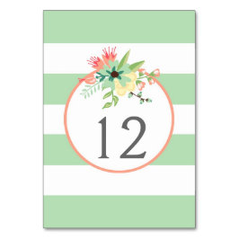 Einfach Tischnummer Tafelkarten mit Blumen und Str