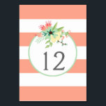 Einfach Tischnummer Tafelkarten mit Blumen und Str<br><div class="desc">Einfach Tischnummer Tafelkarten mit Blumen und Streifen / Pfirsichminze</div>