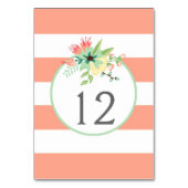 Einfach Tischnummer Tafelkarten mit Blumen und Str (Vorderseite)