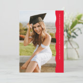 Einfach trendiger roter Foto-Abschluss mit schmale Einladung (Stehend Vorderseite)