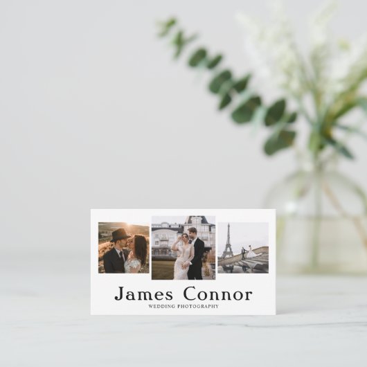 Einfach trendy Modern 4 Fotos Fotograf Visitenkarte (Stehend Vorderseite)