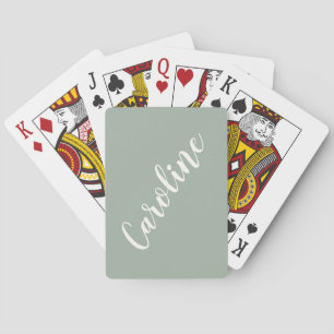 Einfach trendy staubiges Salbei Kalligrafie person Spielkarten