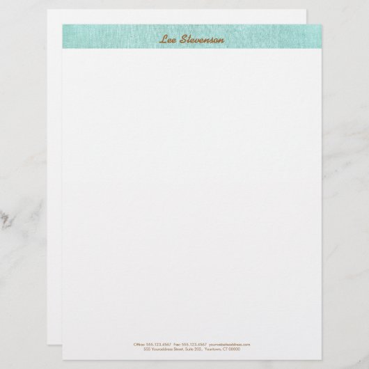 Einfach, Türkisblau, Aussehen der Wäsche, Minimali Briefbogen (Vorne/Hinten)