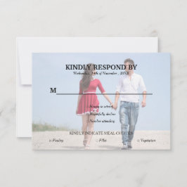 Einfach Typografie Foto Wedding RSVP Card Karte