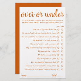 Einfach über oder unter | Fall Orange Game Card