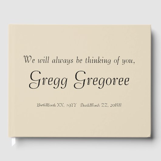 Einfach und anständig Beileid Gästebuch (Vorderseite)