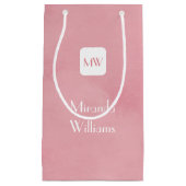 Einfach und Chic erröten rosa Monogramm mit Namen Kleine Geschenktüte (Vorderseite)