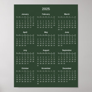 Einfach und Elegant 2025 Kalender    Poster