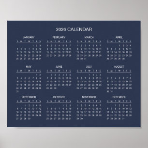Einfach und Elegant 2026 Kalender Poster