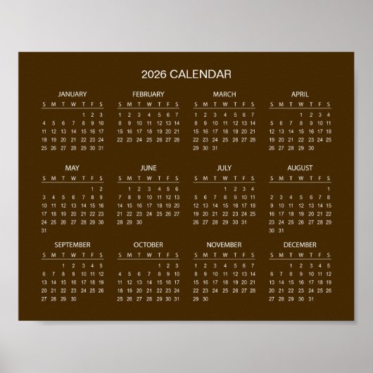 Einfach und Elegant 2026 Kalender |  Poster (Vorne)
