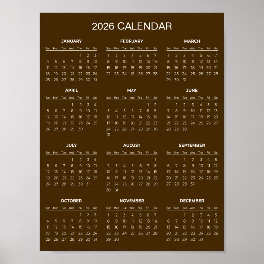 Einfach und Elegant 2026 Kalender |  Poster (Vorne)