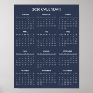 Einfach und Elegant 2026 Kalender Poster