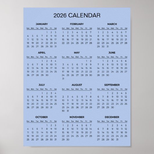 Einfach und Elegant 2026 Kalender |  Poster (Vorne)