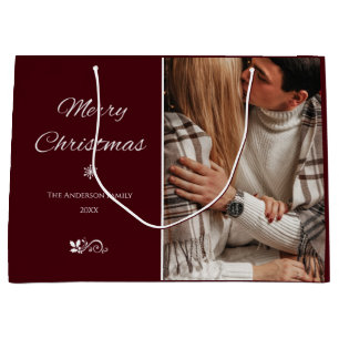 Einfach und elegant, dunkle Burgunder-Weihnachtsfe Große Geschenktüte