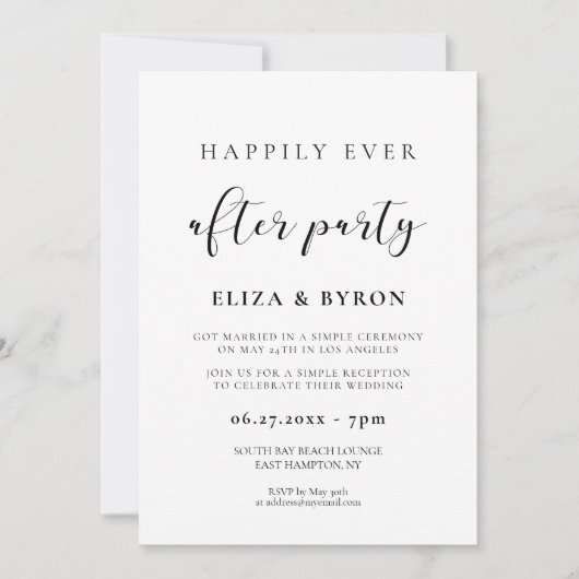 Einfach und elegant, glücklich immer nach dem Part Einladung (Vorderseite)