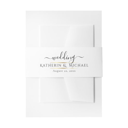 EINFACH UND ELEGANT GOLD FOIL MODERNE WEDING EINLADUNGSBANDEROLE (Vorderseite Beispiel)