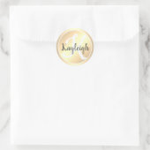 Einfach und elegant Mit Monogramm Name des hellen  Runder Aufkleber (Tasche)