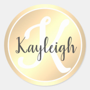 Einfach und elegant Mit Monogramm Name des hellen Runder Aufkleber