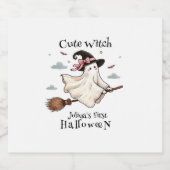 Einfach und elegant Niedlich Hexe erstes Halloween Alkoholflaschenetikett (Einzelnes Label)