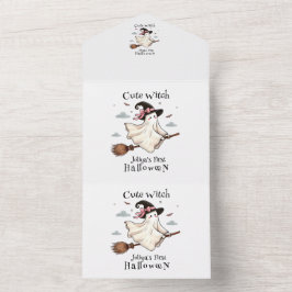 Einfach und elegant Niedlich Hexe erstes Halloween All In One Einladung