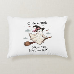 Einfach und elegant Niedlich Hexe erstes Halloween Dekokissen