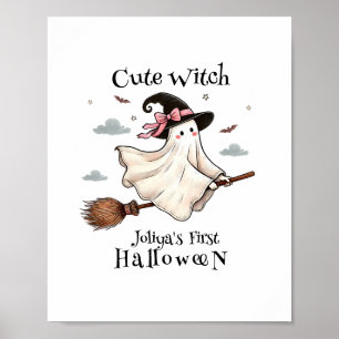 Einfach und elegant Niedlich Hexe erstes Halloween Poster