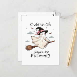 Einfach und elegant Niedlich Hexe erstes Halloween Postkarte