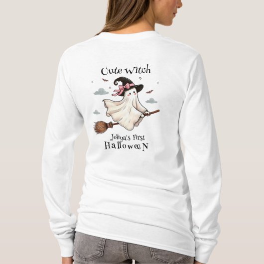 Einfach und elegant Niedlich Hexe erstes Halloween T-Shirt (Rückseite)