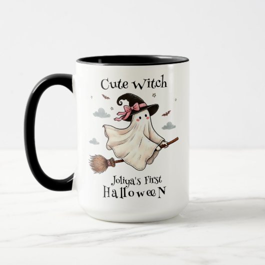 Einfach und elegant Niedlich Hexe erstes Halloween Tasse (Links)