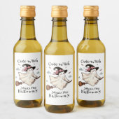 Einfach und elegant Niedlich Hexe erstes Halloween Weinetikett (Flaschen)