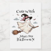 Einfach und elegant Niedlich Hexe erstes Halloween Weinetikett (Einzelnes Label)