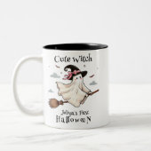 Einfach und elegant Niedlich Hexe erstes Halloween Zweifarbige Tasse (Links)