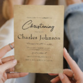 Einfach und elegant Rustikales Son Christening Einladung