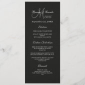 Einfach und elegant: Schwarze Linen mit Monogramm  Menükarte (Vorderseite)