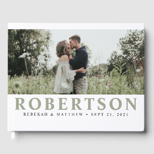 Einfach und elegant weiß | Foto Gästebuch (Vorderseite)