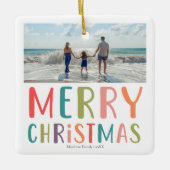 Einfach und farbenfroh Weihnachts-Foto Keramikornament (Vorderseite)