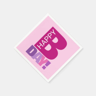 Einfach und lustig Pink Happy Bday Paper Napkins Serviette