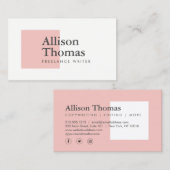 Einfach und minimalistisch Pink Square Modern Visitenkarte (Vorne/Hinten)